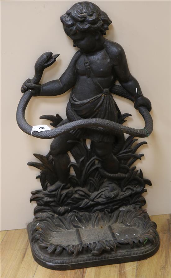 A Coalbrookdale style cast iron stick stand W.45cm